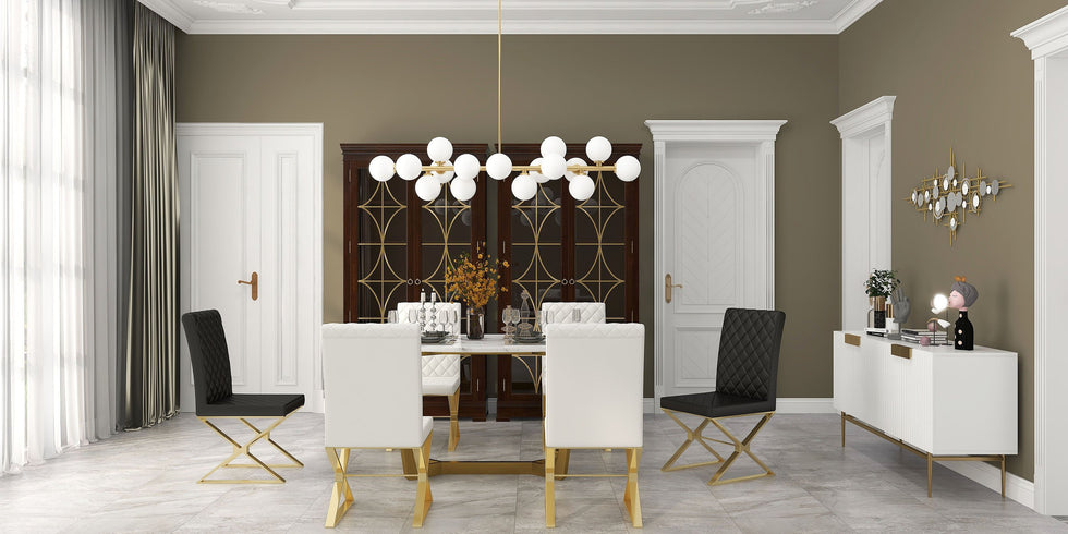 HMR - Dochic Series Modern Dining Chairs with PU Leather Upholstery (Set of 2)