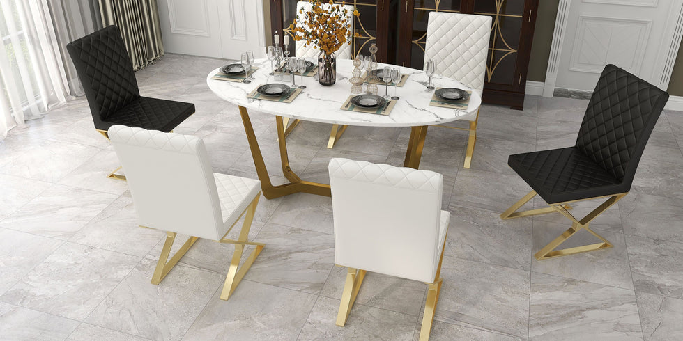 HMR - Dochic Series Modern Dining Chairs with PU Leather Upholstery (Set of 2)
