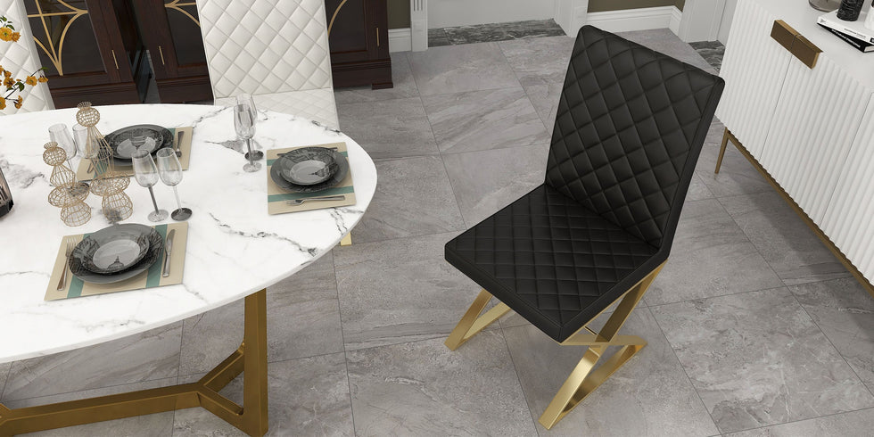 HMR - Dochic Series Modern Dining Chairs with PU Leather Upholstery (Set of 2)