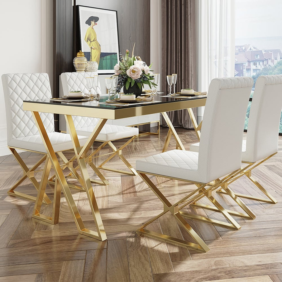 HMR - Dochic Series Modern Dining Chairs with PU Leather Upholstery (Set of 2)