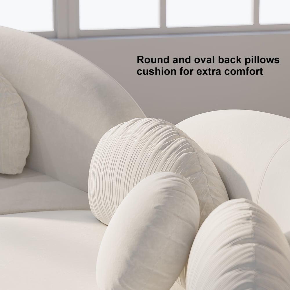 HMR - Curved Sectional Sofa with Ottoman & Pillows