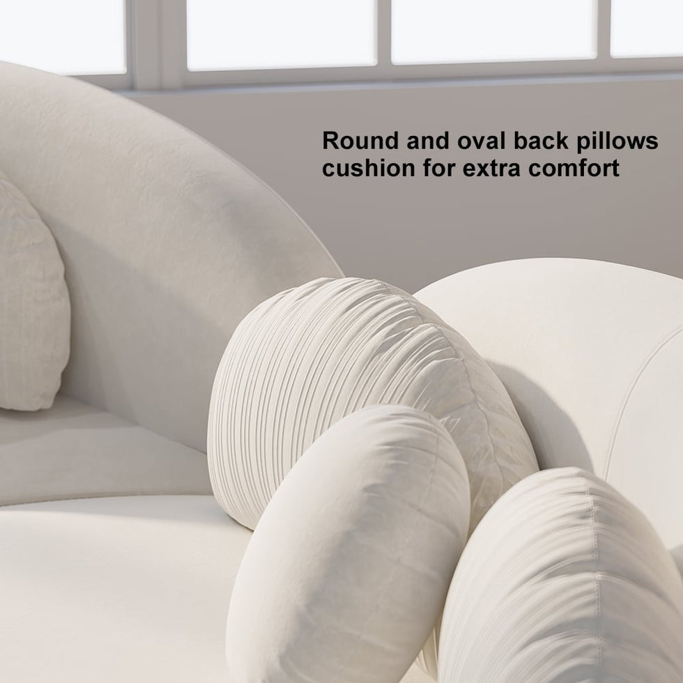 HMR - Curved Sectional Sofa with Ottoman & Pillows