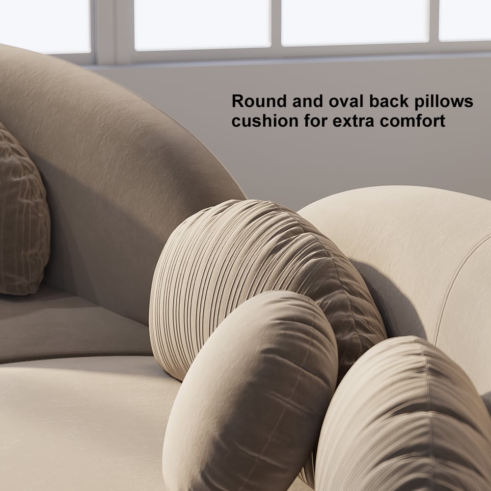 HMR - Curved Sectional Sofa with Ottoman & Pillows