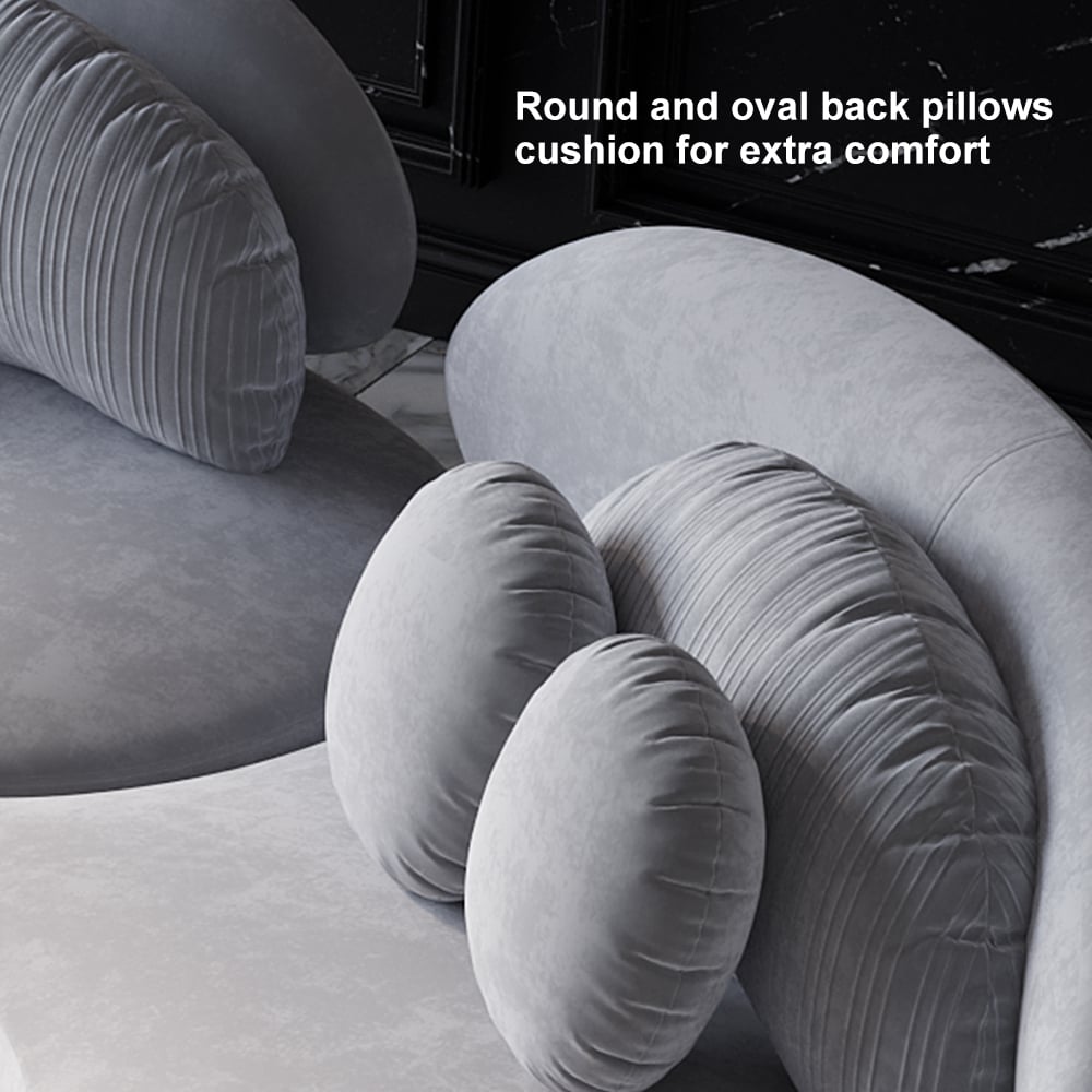 HMR - Curved Sectional Sofa with Ottoman & Pillows