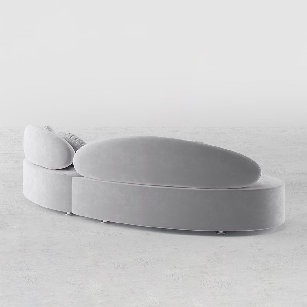 HMR - Curved Sectional Sofa with Ottoman & Pillows
