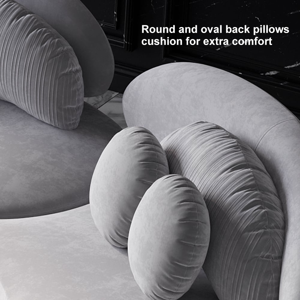 HMR - Curved Sectional Sofa with Ottoman & Pillows