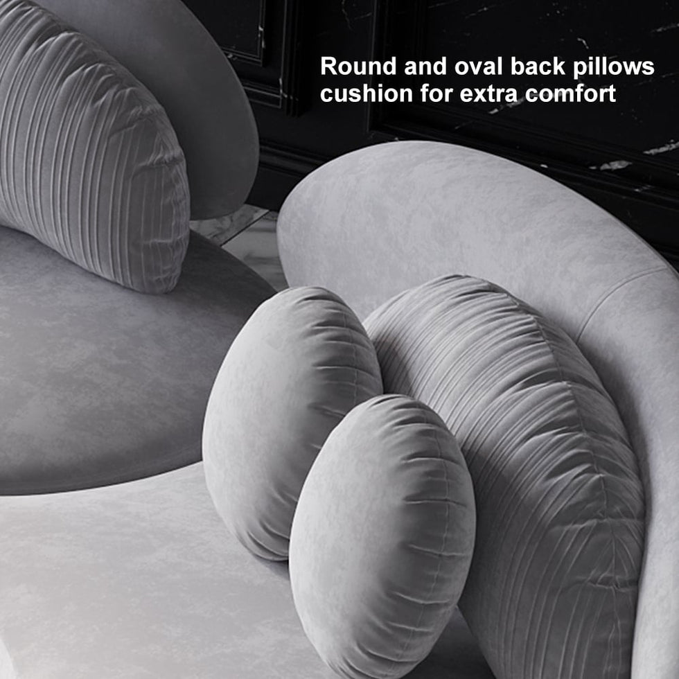 HMR - Curved Sectional Sofa with Ottoman & Pillows