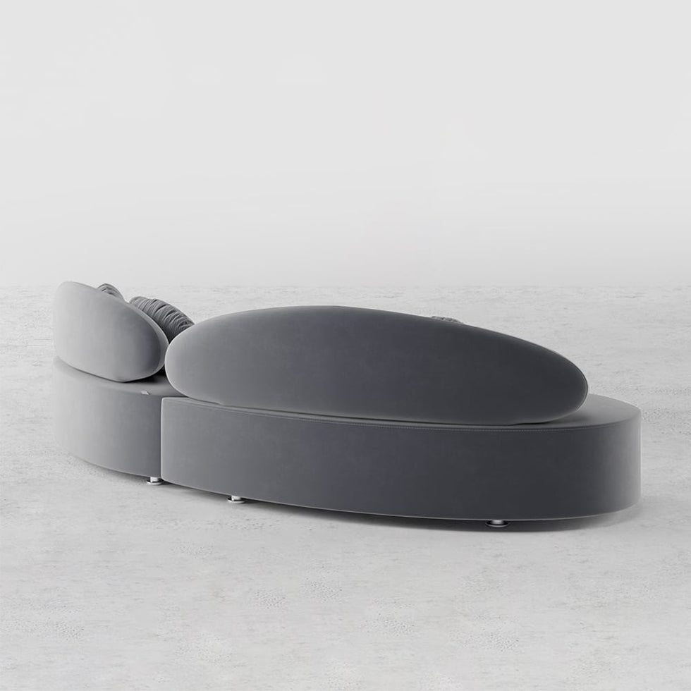 HMR - Curved Sectional Sofa with Ottoman & Pillows