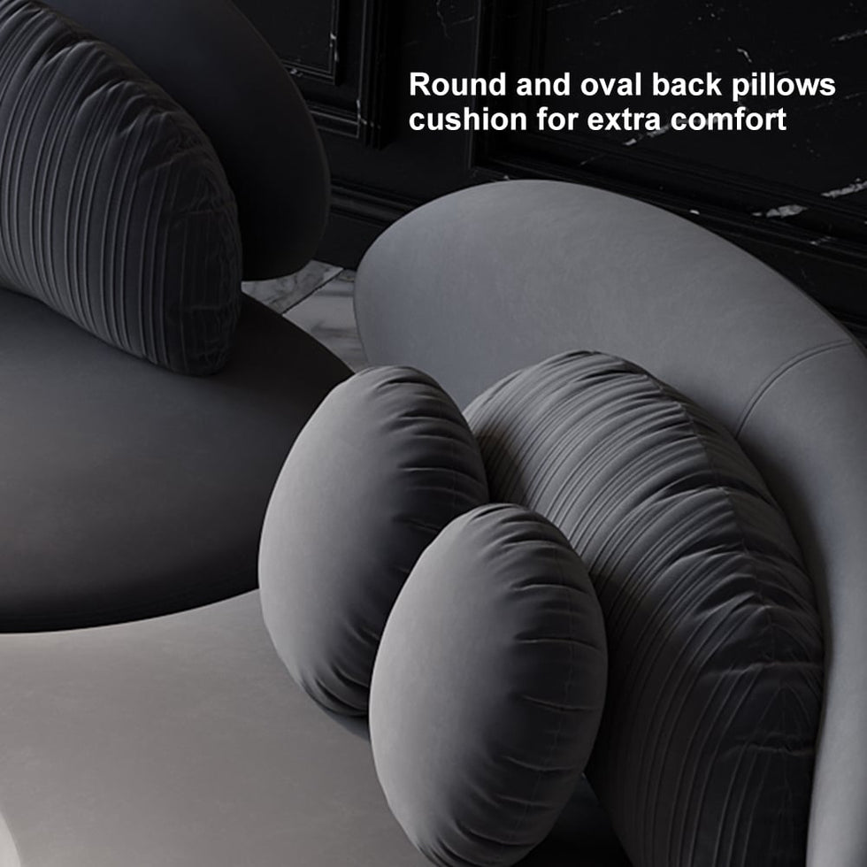 HMR - Curved Sectional Sofa with Ottoman & Pillows