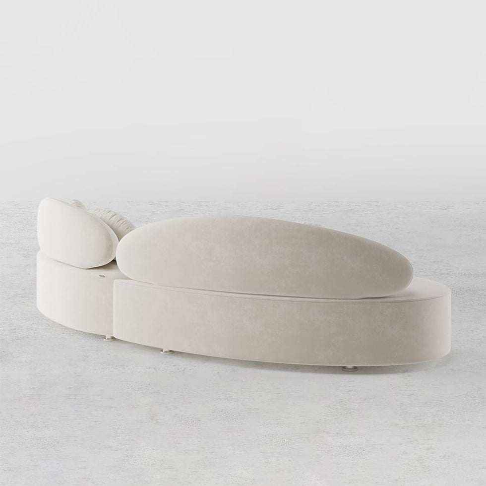 HMR - Curved Sectional Sofa with Ottoman & Pillows