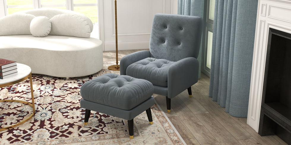 HMR - Curved Sectional Sofa with Ottoman & Pillows