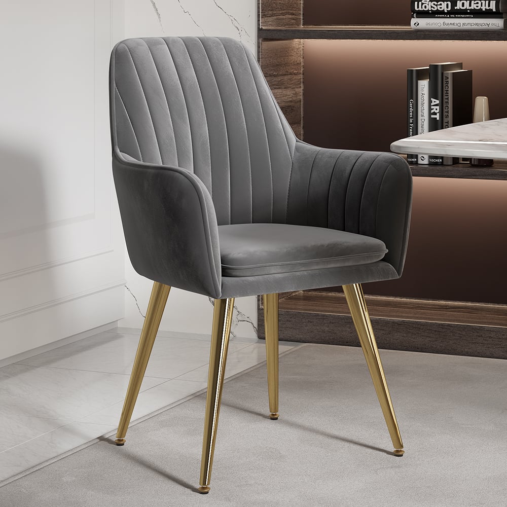 HMR - Modern Dining Chairs with Velvet Upholstery (Set of 2)
