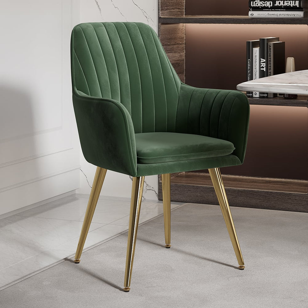 HMR - Modern Dining Chairs with Velvet Upholstery (Set of 2)