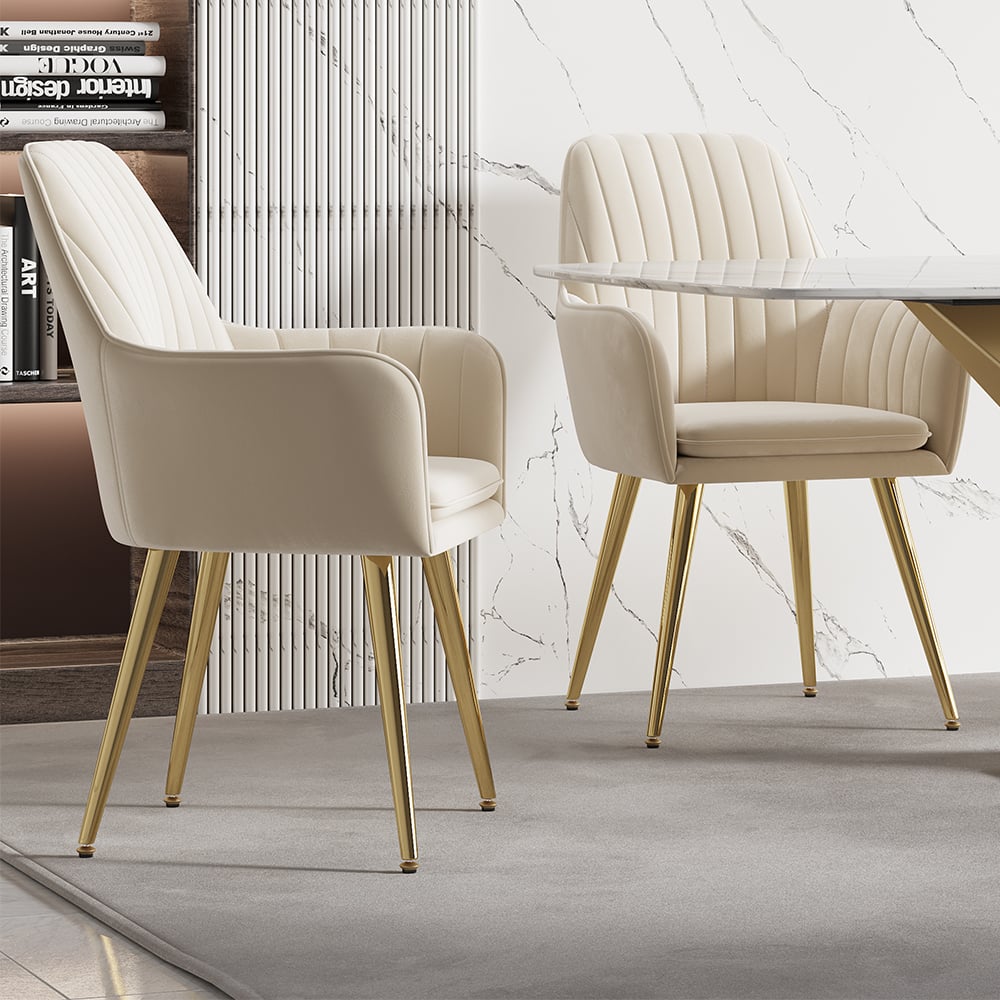 HMR - Modern Dining Chairs with Velvet Upholstery (Set of 2)