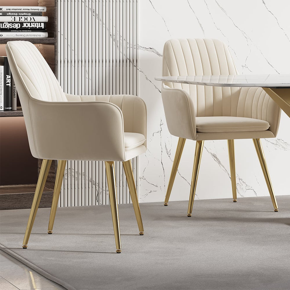 HMR - Modern Dining Chairs with Velvet Upholstery (Set of 2)