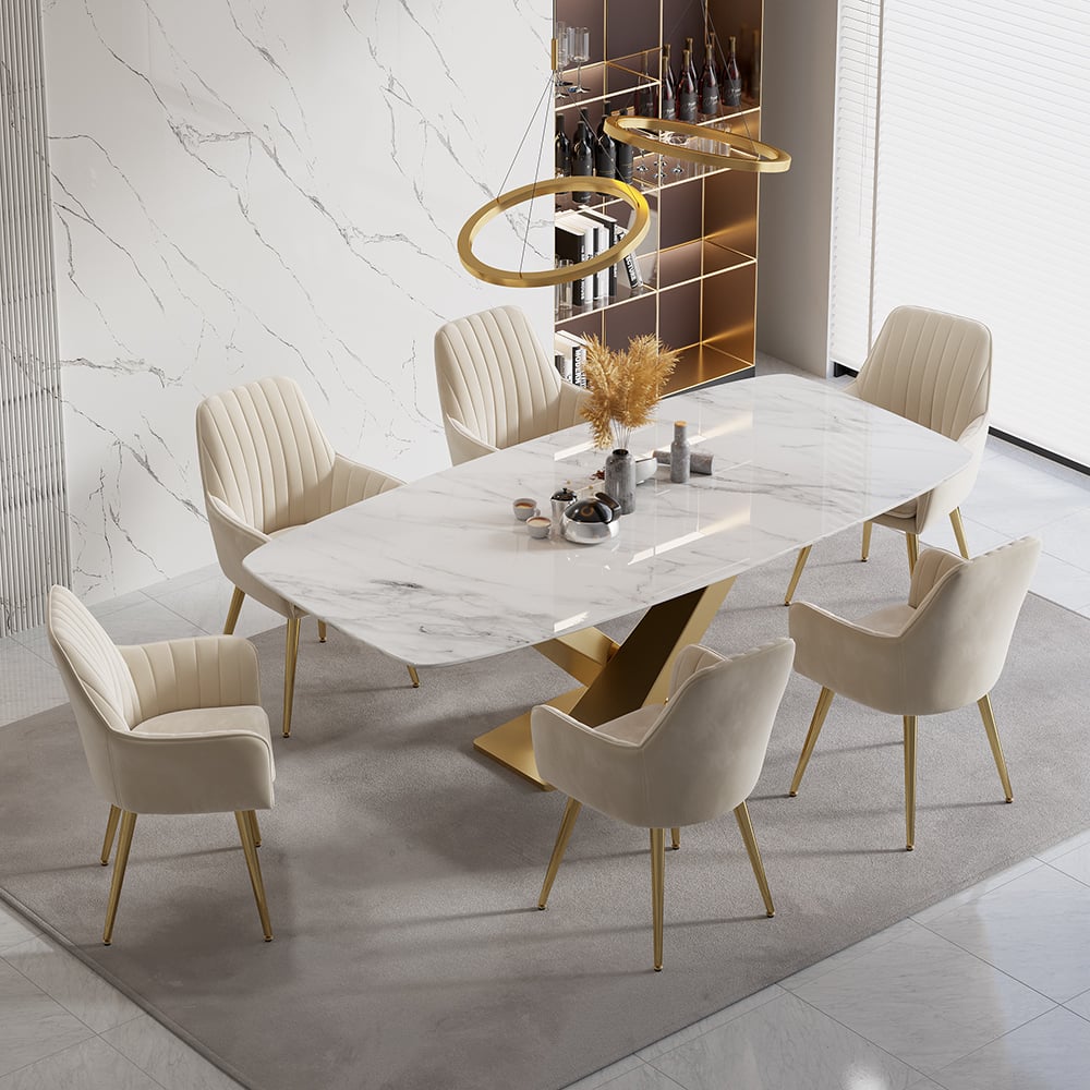 HMR - Modern Dining Chairs with Velvet Upholstery (Set of 2)