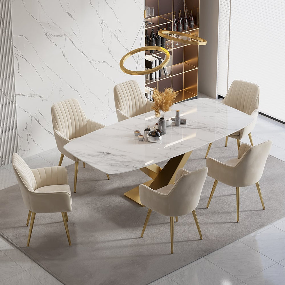 HMR - Modern Dining Chairs with Velvet Upholstery (Set of 2)