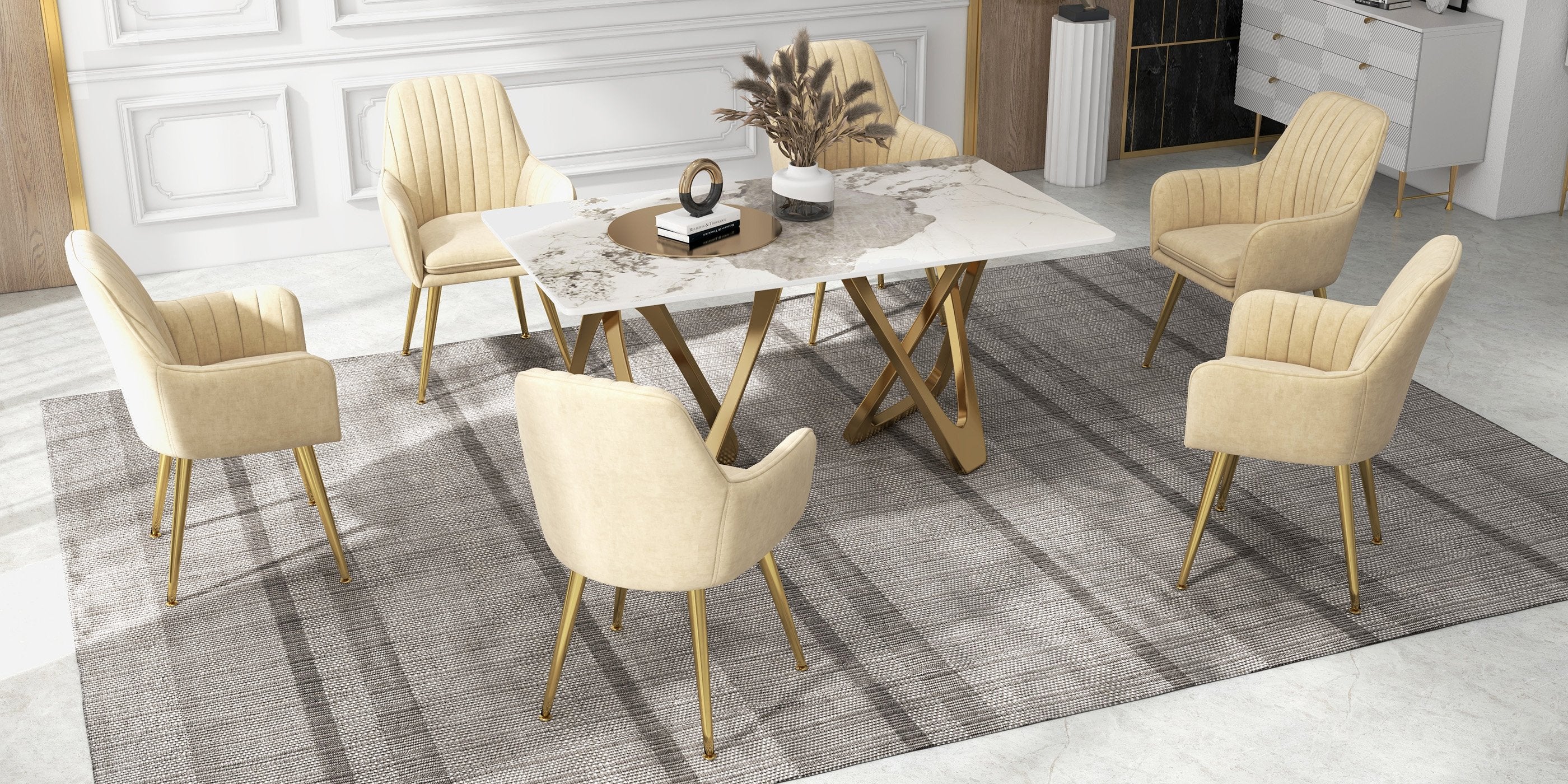 HMR - Modern Dining Chairs with Velvet Upholstery (Set of 2)