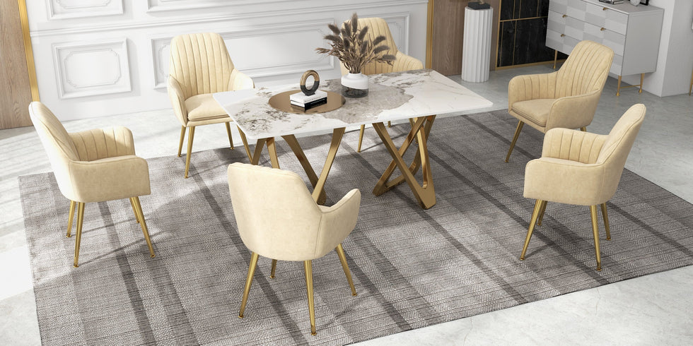 HMR - Modern Dining Chairs with Velvet Upholstery (Set of 2)