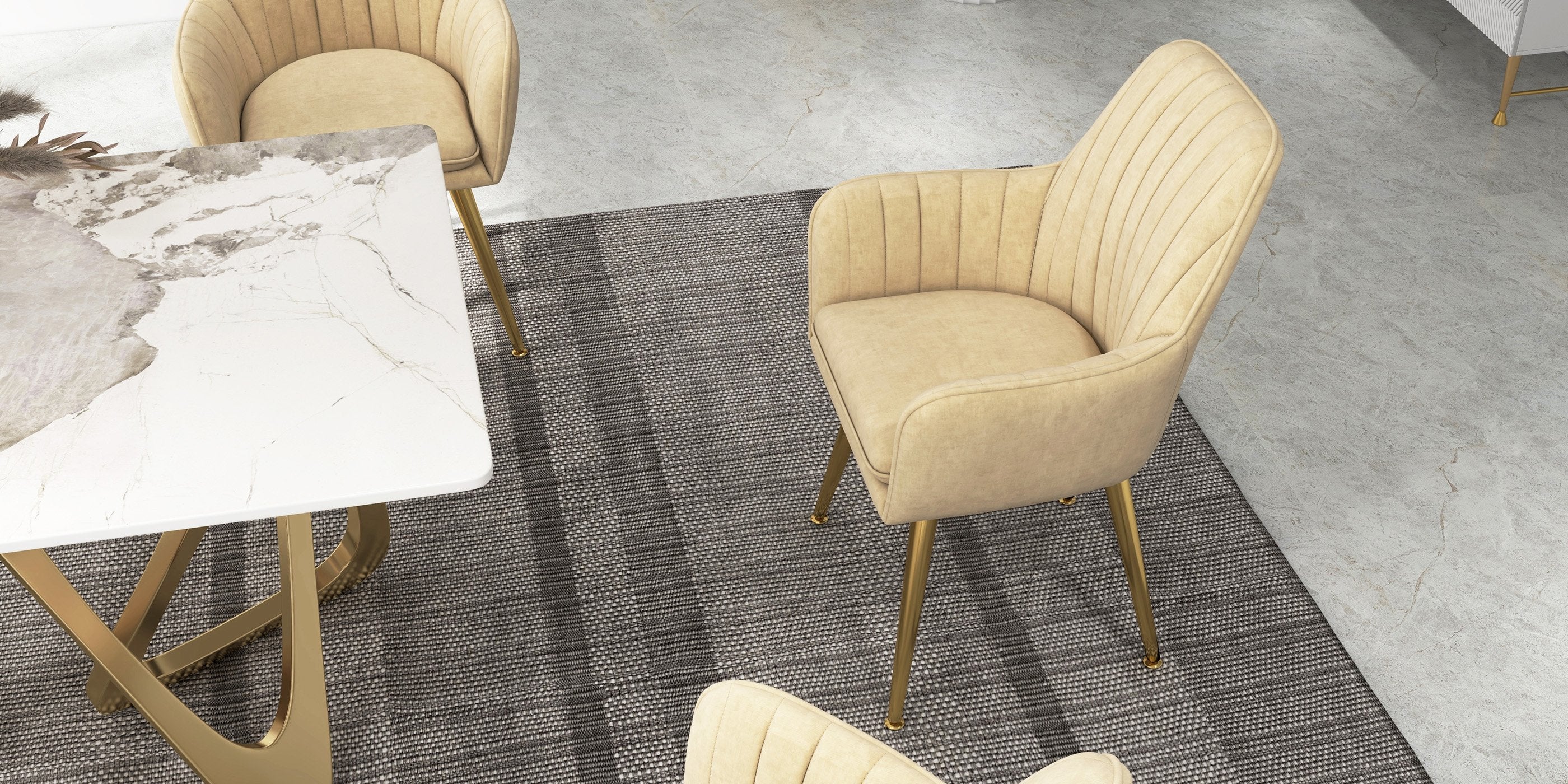 HMR - Modern Dining Chairs with Velvet Upholstery (Set of 2)