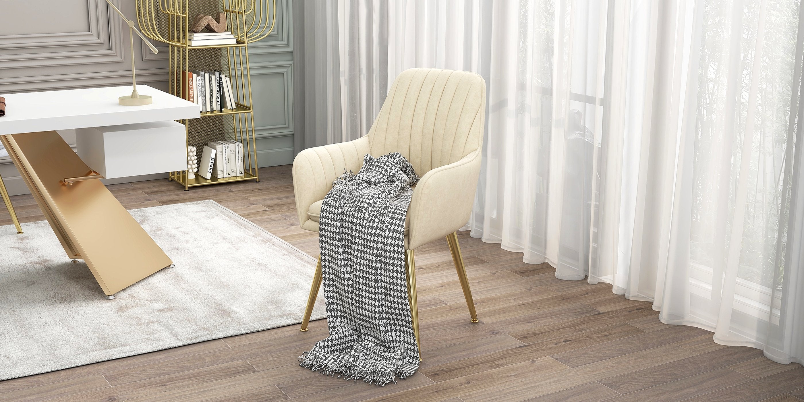 HMR - Modern Dining Chairs with Velvet Upholstery (Set of 2)