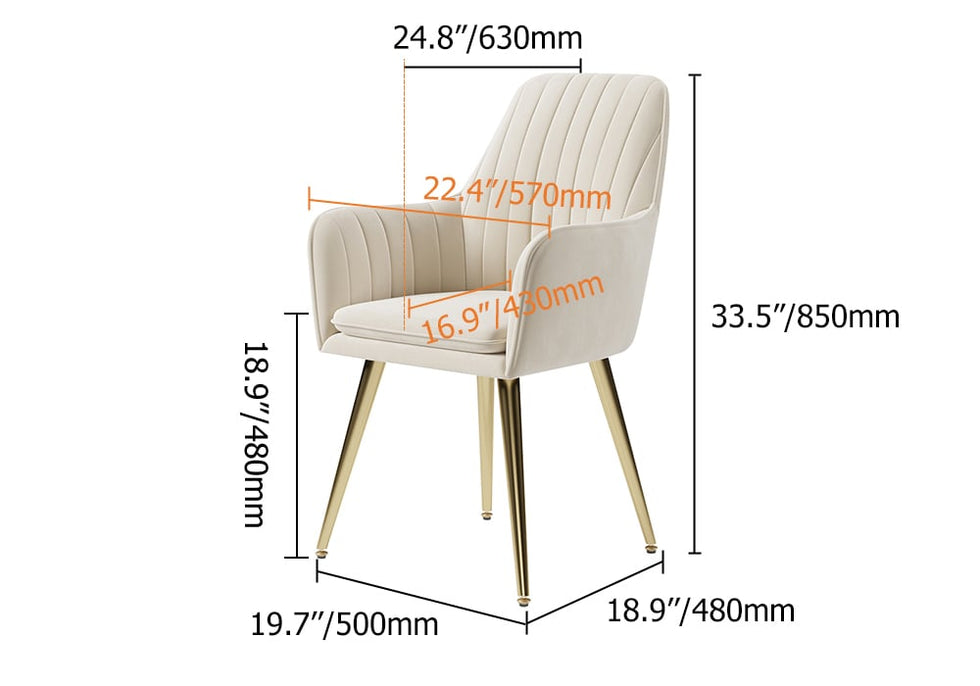 HMR - Modern Dining Chairs with Velvet Upholstery (Set of 2)