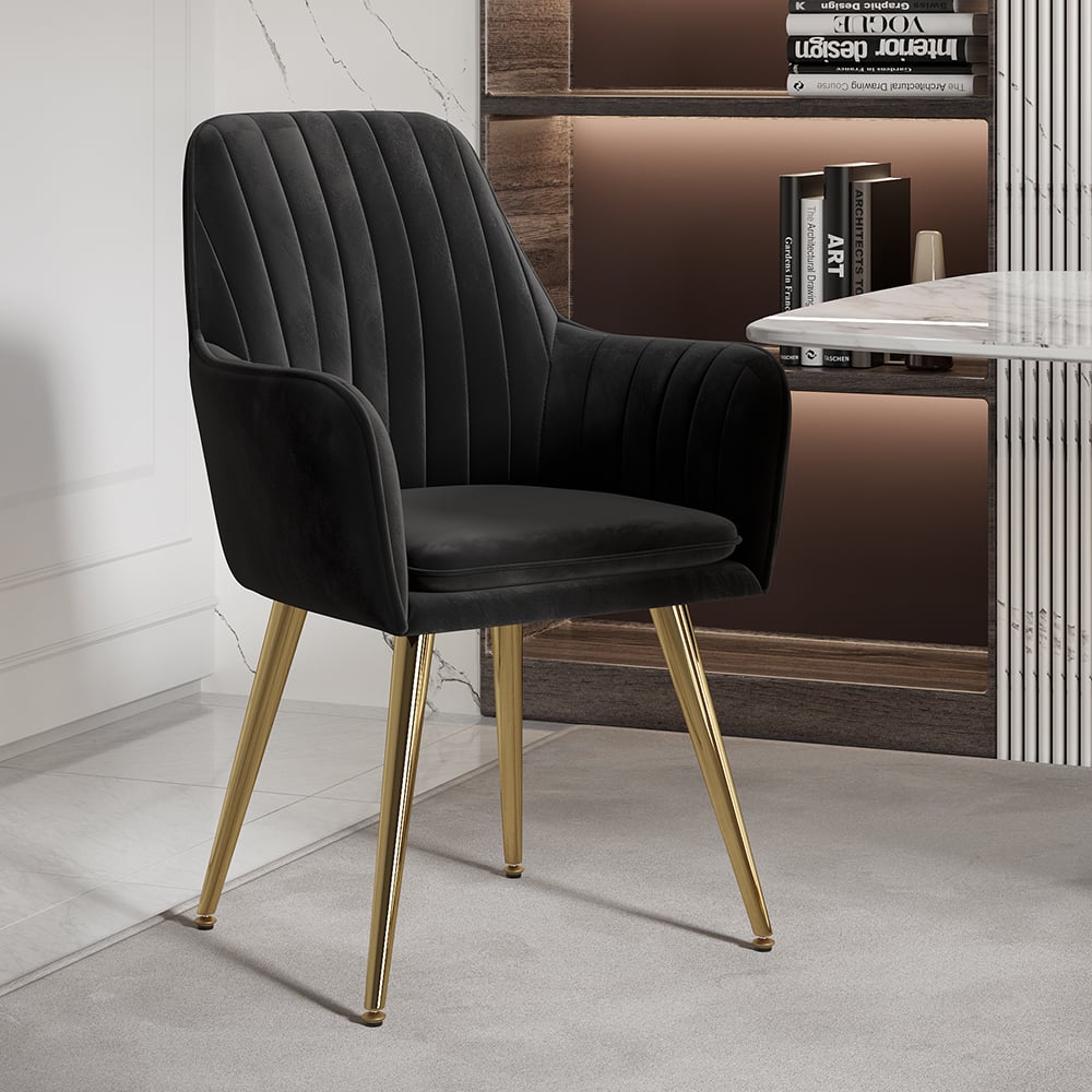 HMR - Modern Dining Chairs with Velvet Upholstery (Set of 2)