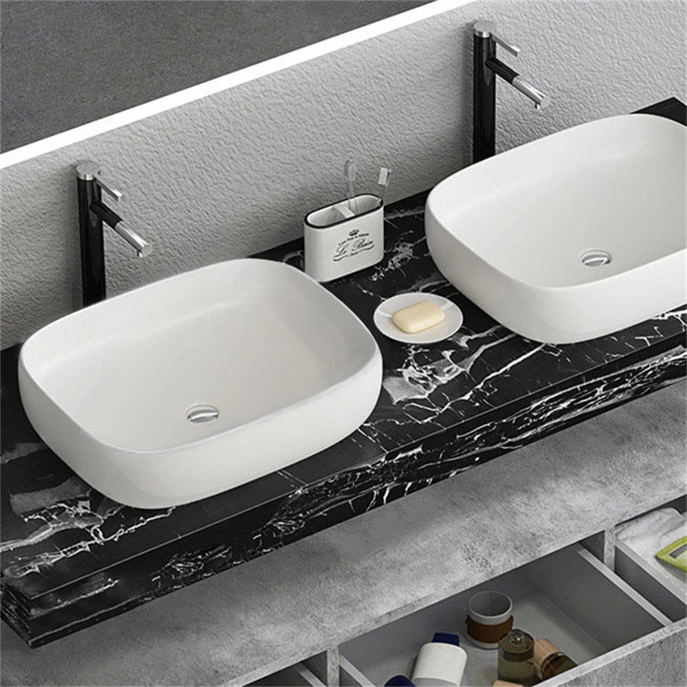 HMR - Modern 60" Floating Bathroom Vanity Set with Double Sinks