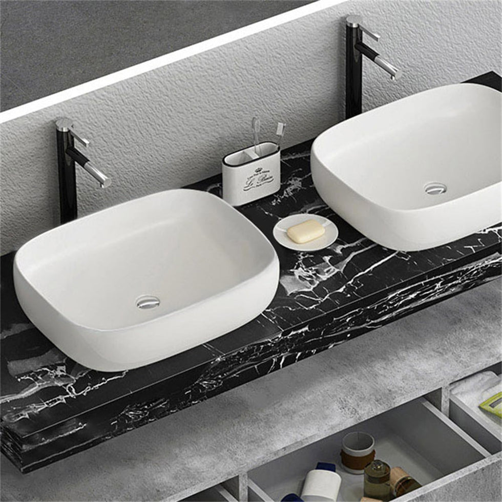 HMR - Modern 60" Floating Bathroom Vanity Set with Double Sinks