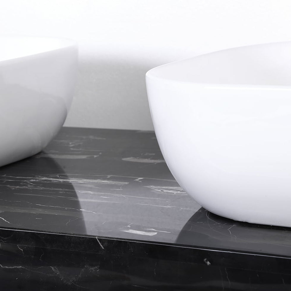 HMR - Modern 60" Floating Bathroom Vanity Set with Double Sinks