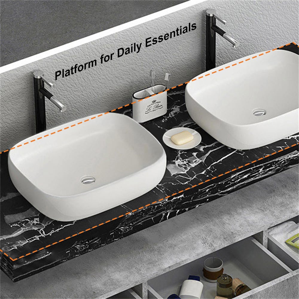 HMR - Modern 60" Floating Bathroom Vanity Set with Double Sinks