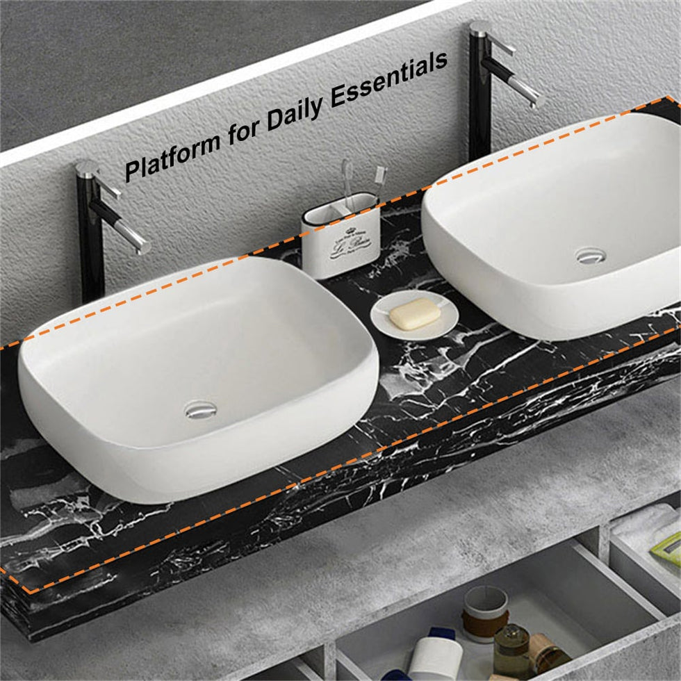 HMR - Modern 60" Floating Bathroom Vanity Set with Double Sinks