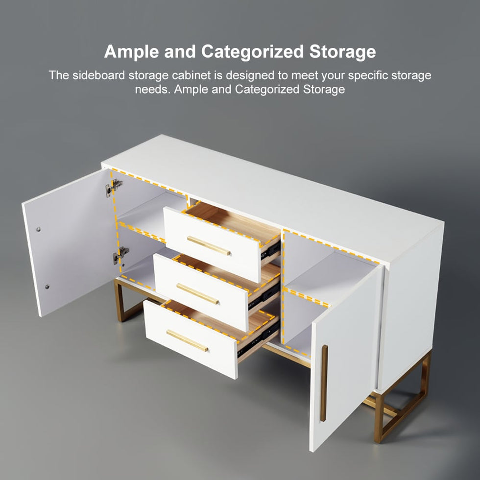 HMR - Stovf Series Modern 59" Sideboard Buffet with Drawers