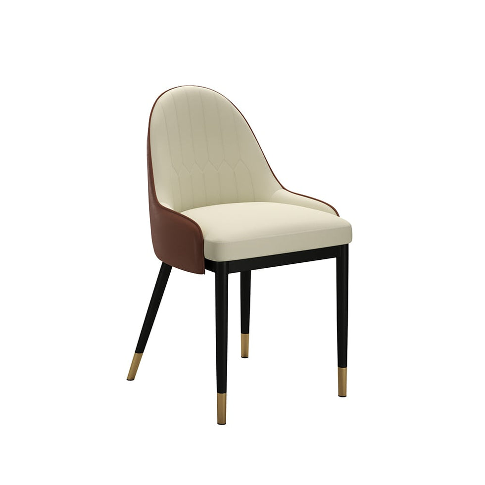 HMR - Modern Faux Leather Upholstered Dining Chair (Set of 2) in Beige and Brown