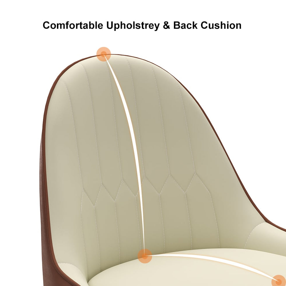 HMR - Modern Faux Leather Upholstered Dining Chair (Set of 2) in Beige and Brown