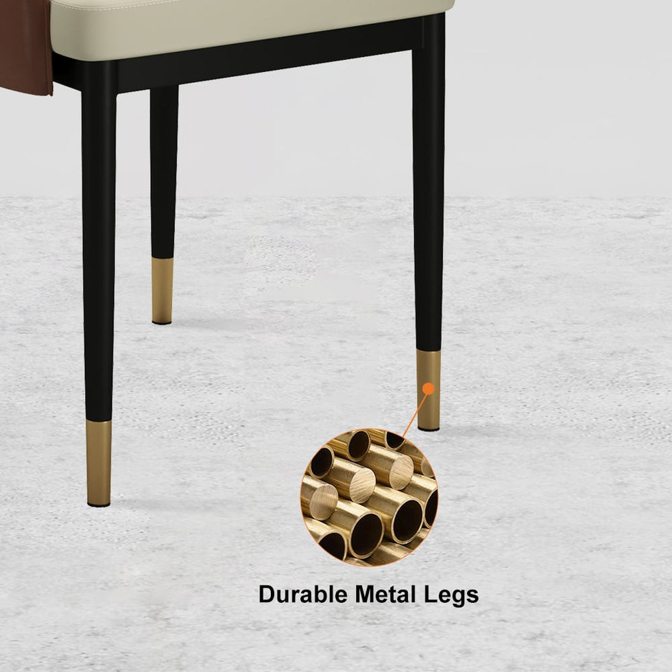 HMR - Modern Faux Leather Upholstered Dining Chair (Set of 2) in Beige and Brown