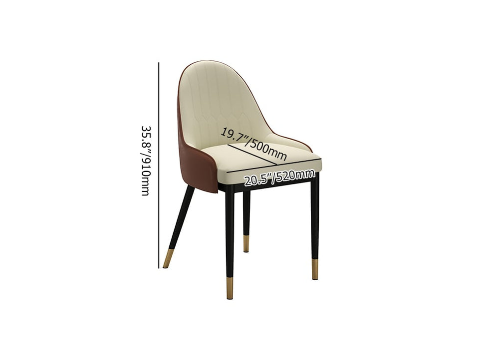 HMR - Modern Faux Leather Upholstered Dining Chair (Set of 2) in Beige and Brown
