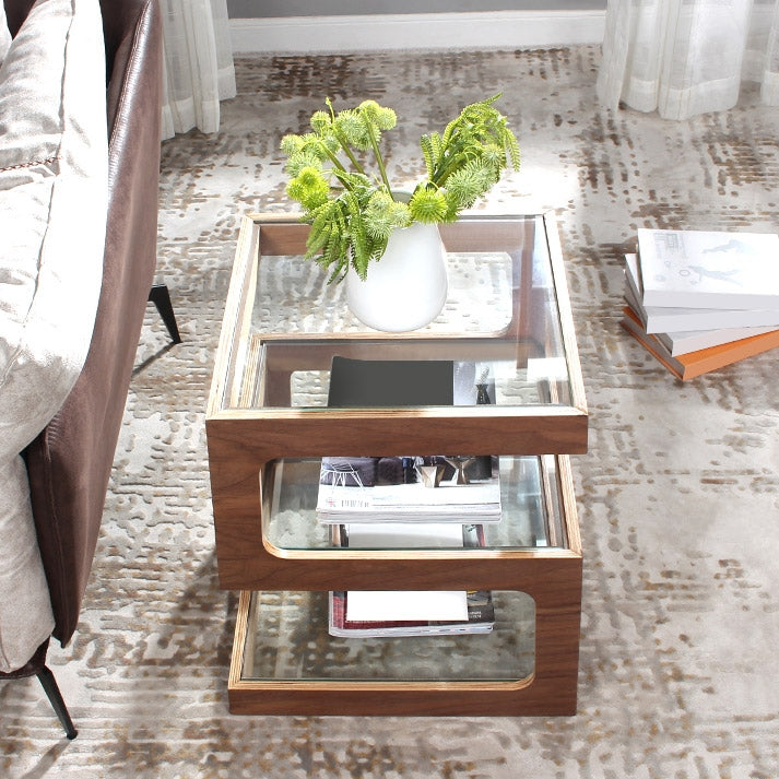 HMR - Modern Glass End Table with 3 Tiers