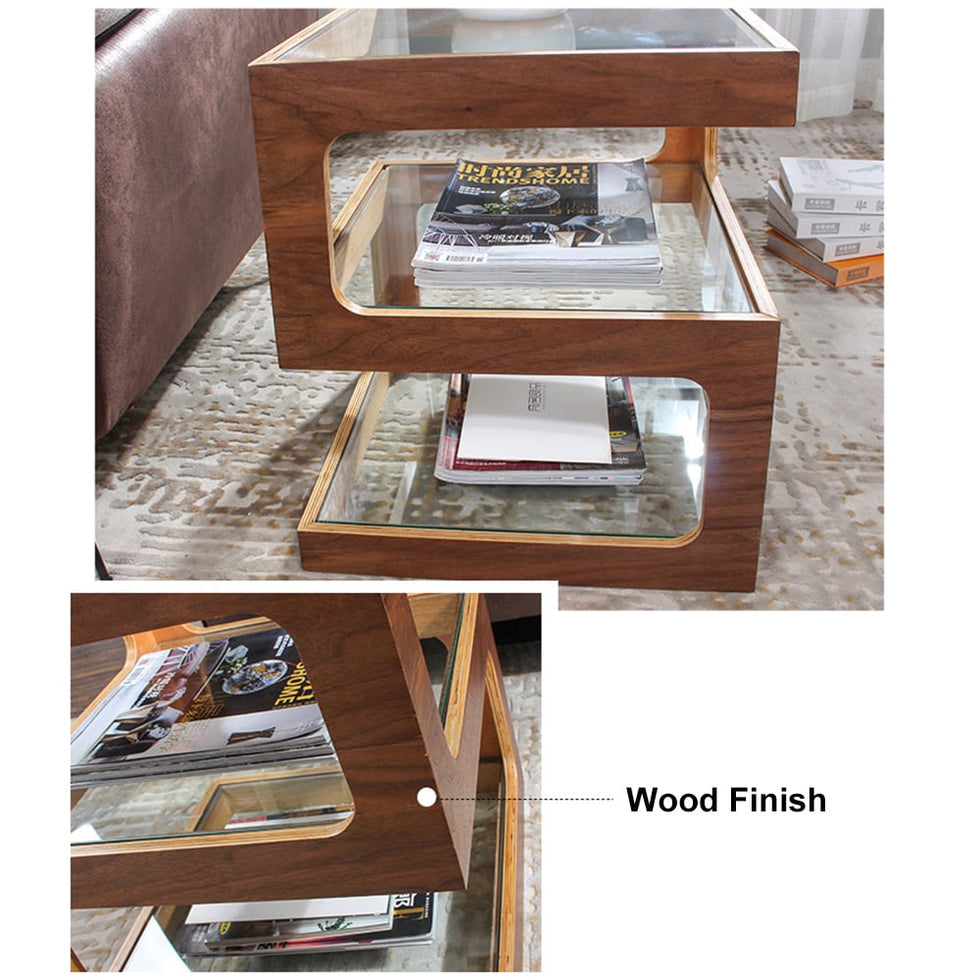 HMR - Modern Glass End Table with 3 Tiers