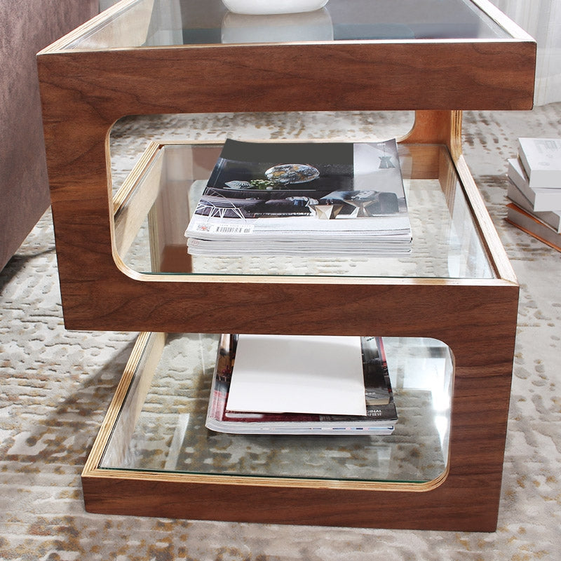 HMR - Modern Glass End Table with 3 Tiers