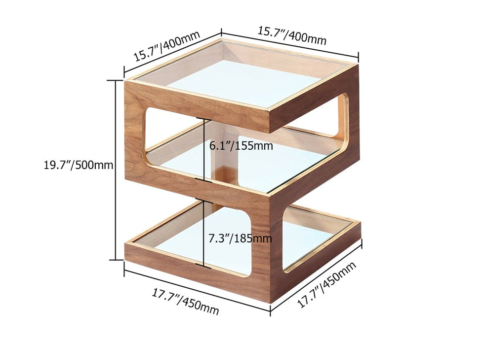 HMR - Modern Glass End Table with 3 Tiers