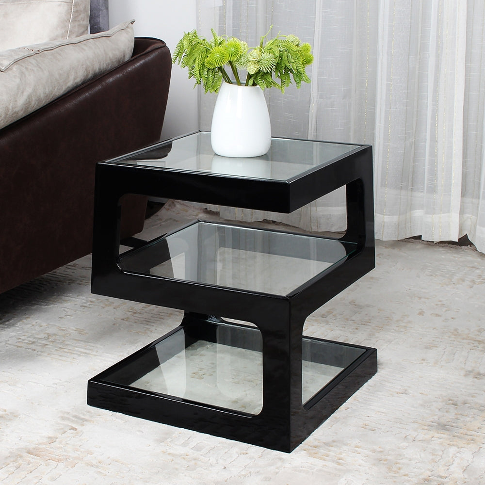HMR - Modern Glass End Table with 3 Tiers