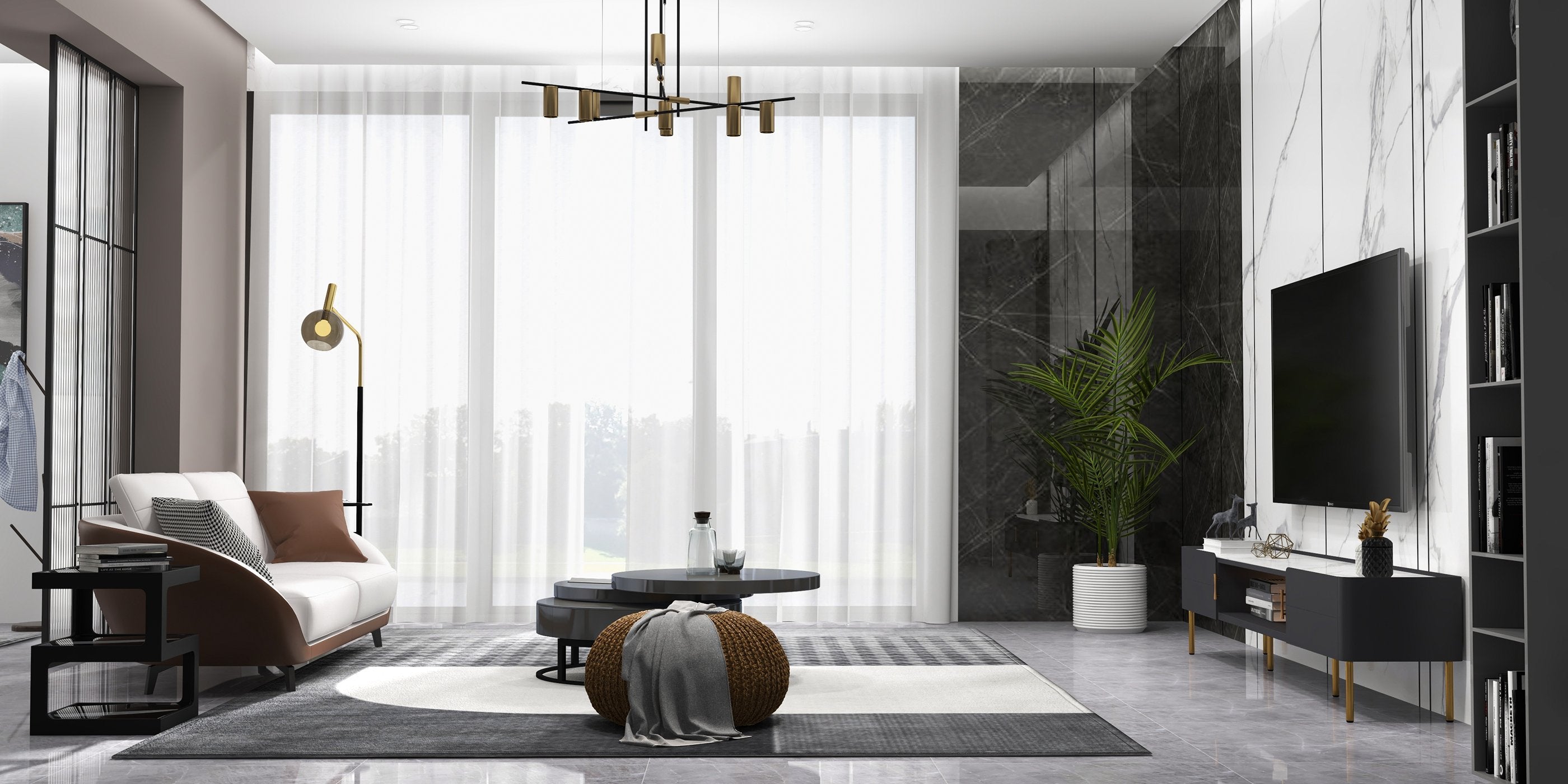 HMR - Modern Glass End Table with 3 Tiers