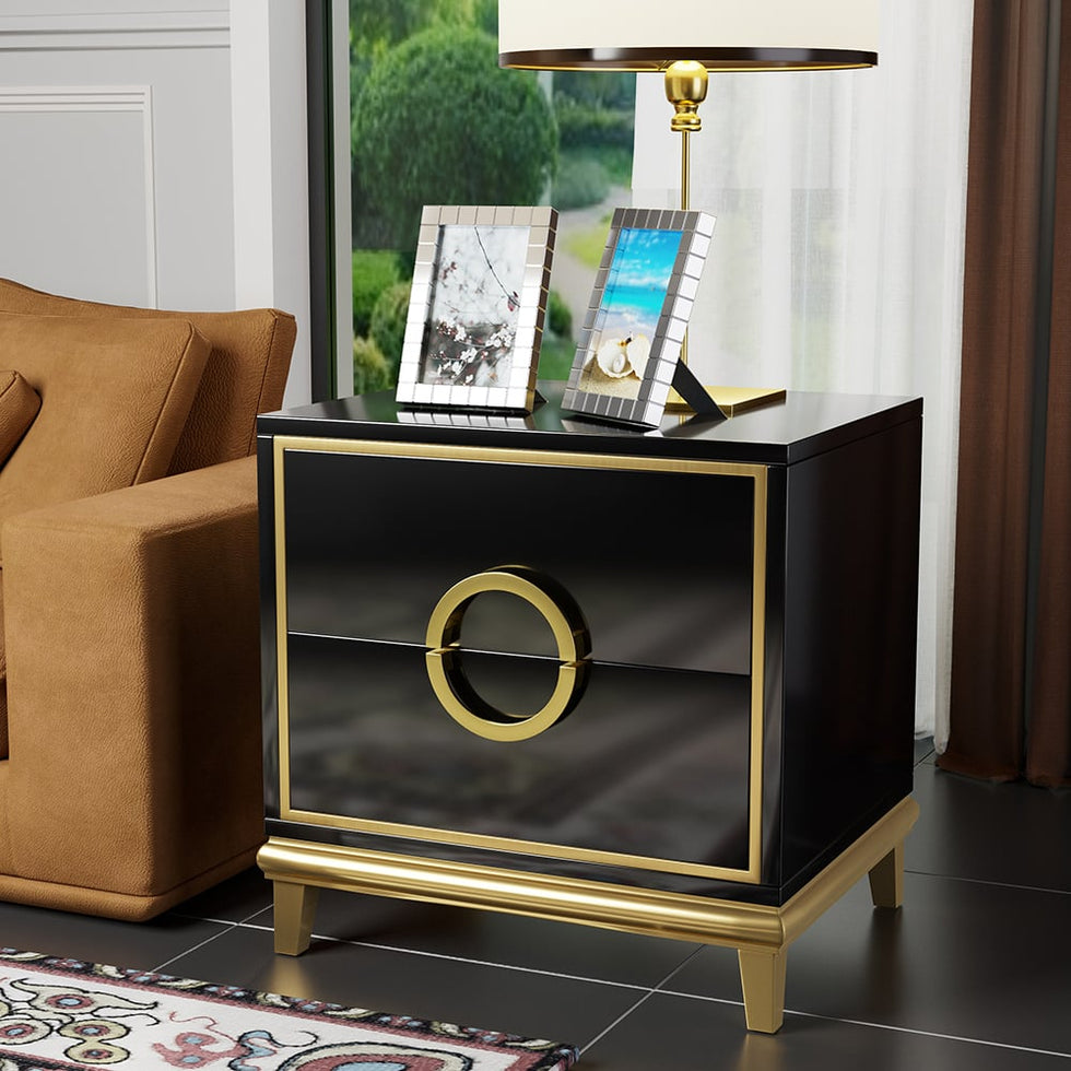 HMR - Tile Modern Nightstand with 2 Drawers