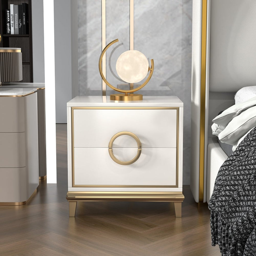HMR - Tile Modern Nightstand with 2 Drawers