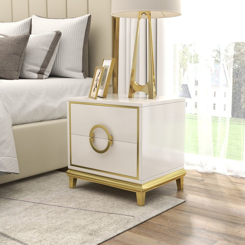 HMR - Tile Modern Nightstand with 2 Drawers
