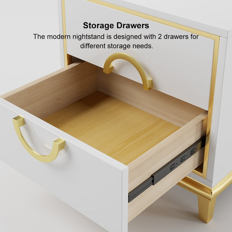 HMR - Tile Modern Nightstand with 2 Drawers