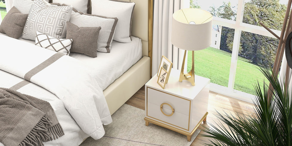 HMR - Tile Modern Nightstand with 2 Drawers