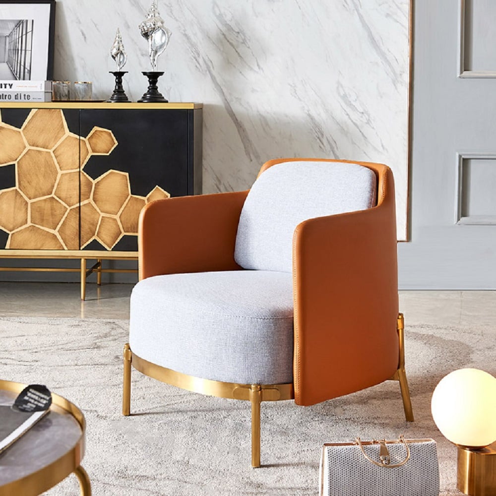 HMR - Modern Accent Chair with Linen Upholstery