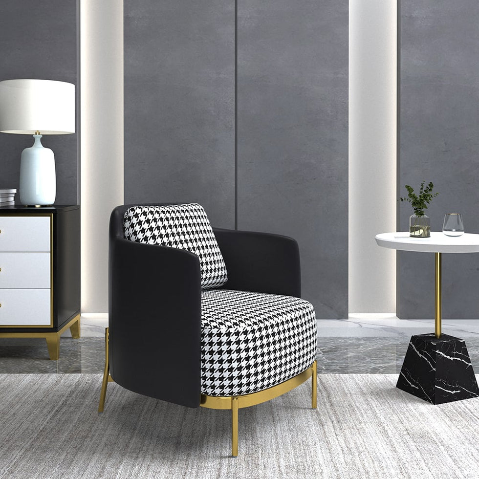 HMR - Modern Accent Chair with Linen Upholstery